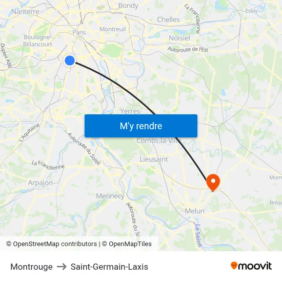 Montrouge to Saint-Germain-Laxis map