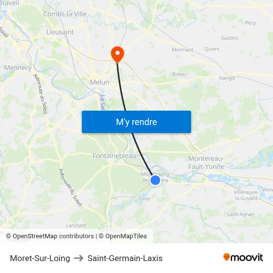 Moret-Sur-Loing to Saint-Germain-Laxis map