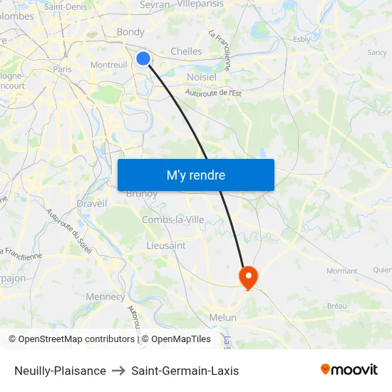 Neuilly-Plaisance to Saint-Germain-Laxis map