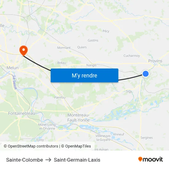 Sainte-Colombe to Saint-Germain-Laxis map