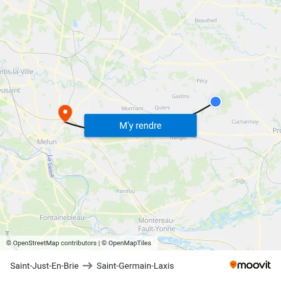 Saint-Just-En-Brie to Saint-Germain-Laxis map