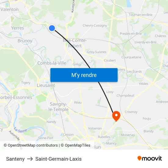 Santeny to Saint-Germain-Laxis map
