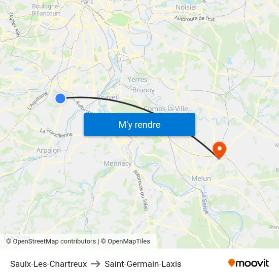 Saulx-Les-Chartreux to Saint-Germain-Laxis map