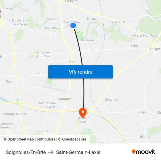 Soignolles-En-Brie to Saint-Germain-Laxis map