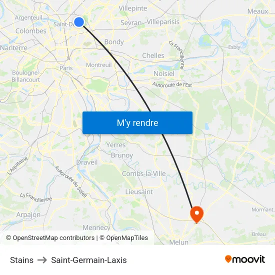 Stains to Saint-Germain-Laxis map