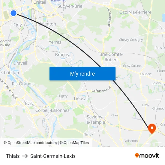 Thiais to Saint-Germain-Laxis map