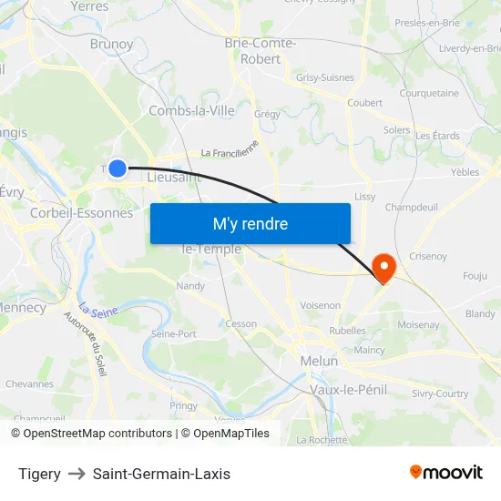 Tigery to Saint-Germain-Laxis map