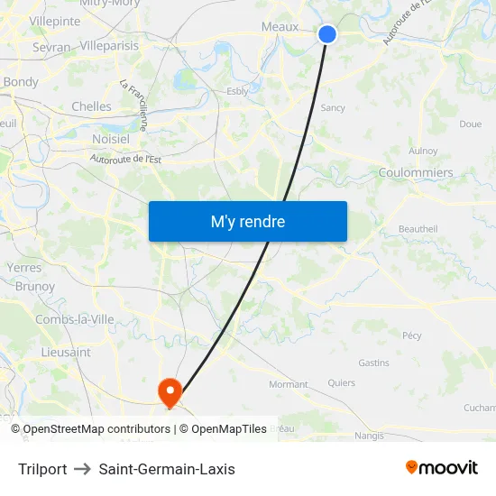 Trilport to Saint-Germain-Laxis map