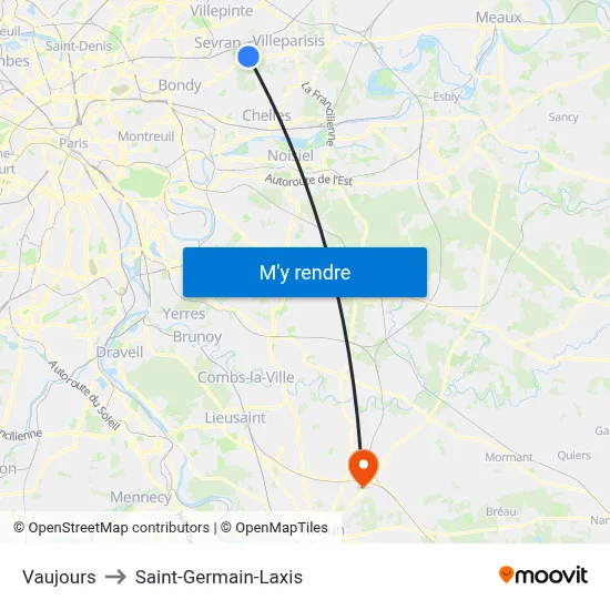 Vaujours to Saint-Germain-Laxis map