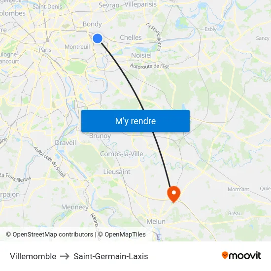 Villemomble to Saint-Germain-Laxis map
