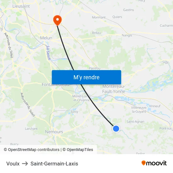 Voulx to Saint-Germain-Laxis map