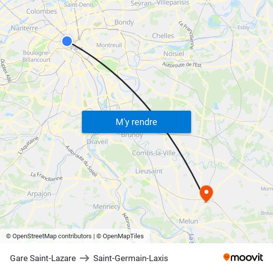 Gare Saint-Lazare to Saint-Germain-Laxis map