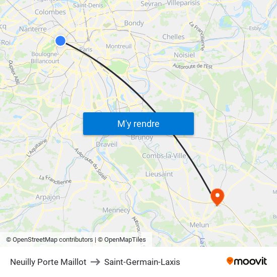 Neuilly Porte Maillot to Saint-Germain-Laxis map