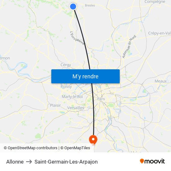Allonne to Saint-Germain-Les-Arpajon map