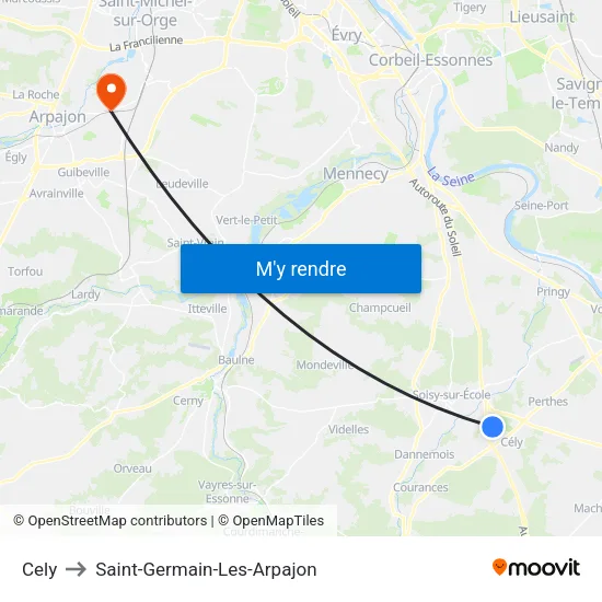 Cely to Saint-Germain-Les-Arpajon map