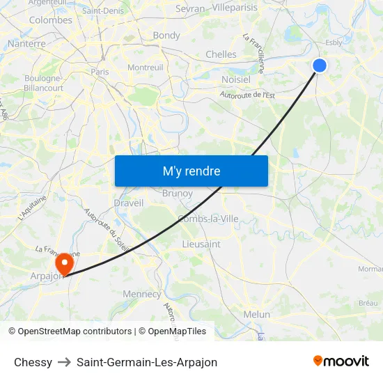 Chessy to Saint-Germain-Les-Arpajon map