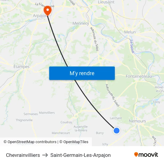 Chevrainvilliers to Saint-Germain-Les-Arpajon map