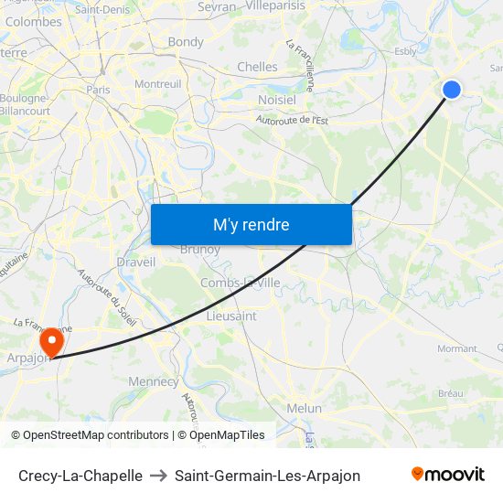 Crecy-La-Chapelle to Saint-Germain-Les-Arpajon map