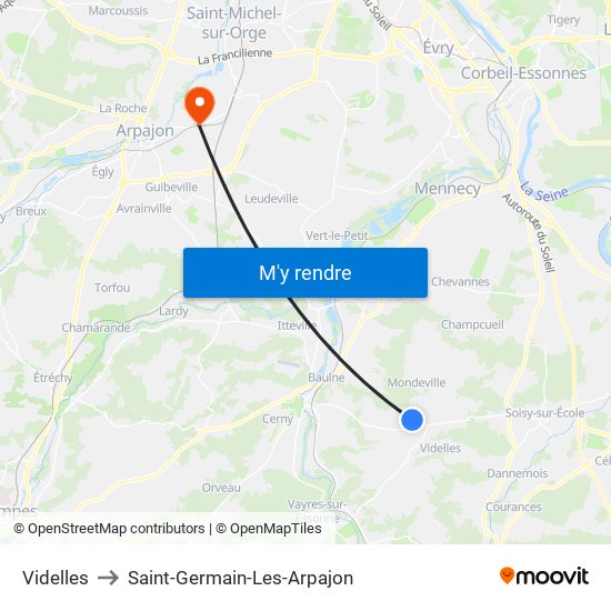 Videlles to Saint-Germain-Les-Arpajon map