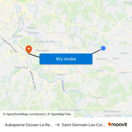 Aubepierre-Ozouer-Le-Repos to Saint-Germain-Les-Corbeil map