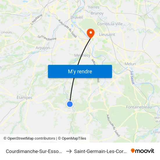 Courdimanche-Sur-Essonne to Saint-Germain-Les-Corbeil map