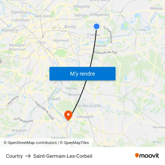 Courtry to Saint-Germain-Les-Corbeil map