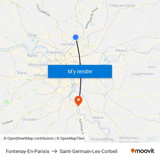 Fontenay-En-Parisis to Saint-Germain-Les-Corbeil map