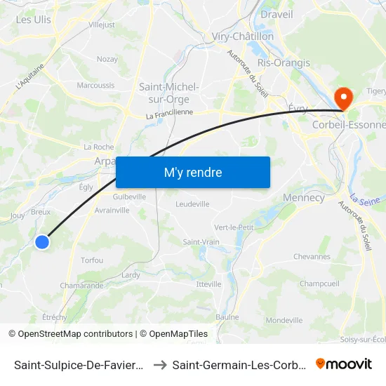 Saint-Sulpice-De-Favieres to Saint-Germain-Les-Corbeil map