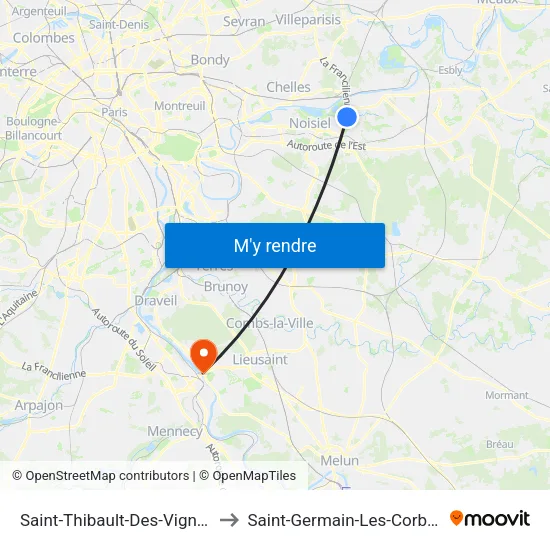 Saint-Thibault-Des-Vignes to Saint-Germain-Les-Corbeil map