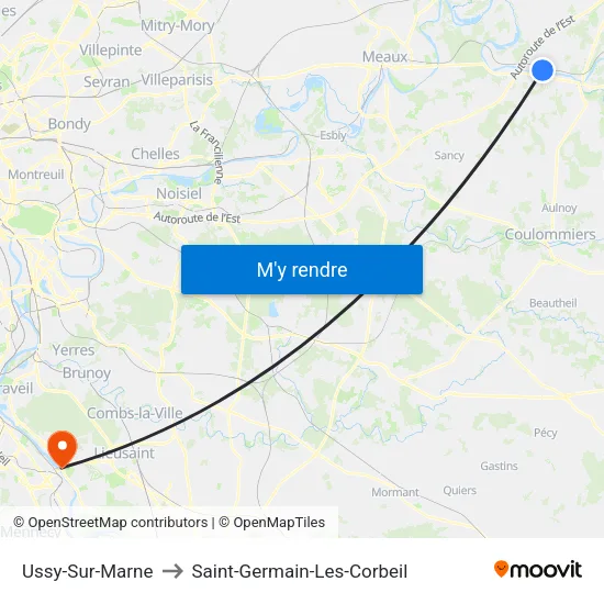 Ussy-Sur-Marne to Saint-Germain-Les-Corbeil map