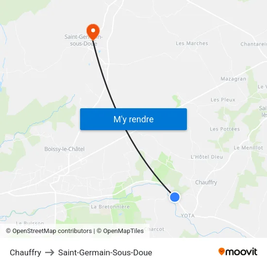 Chauffry to Saint-Germain-Sous-Doue map