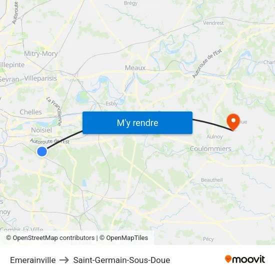 Emerainville to Saint-Germain-Sous-Doue map