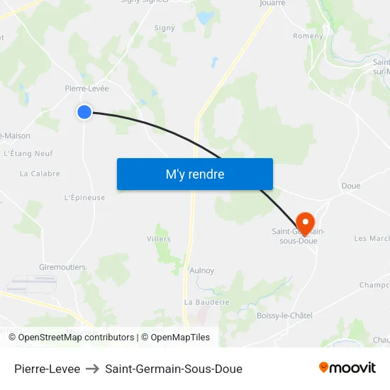 Pierre-Levee to Saint-Germain-Sous-Doue map