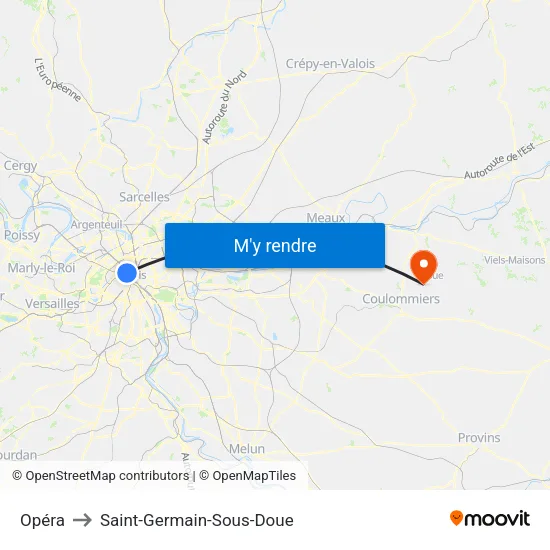 Opéra to Saint-Germain-Sous-Doue map