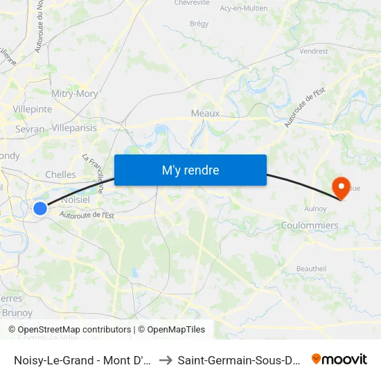 Noisy-Le-Grand - Mont D'Est to Saint-Germain-Sous-Doue map