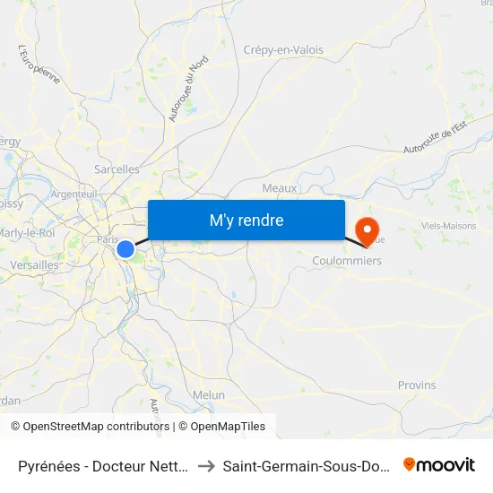 Pyrénées - Docteur Netter to Saint-Germain-Sous-Doue map