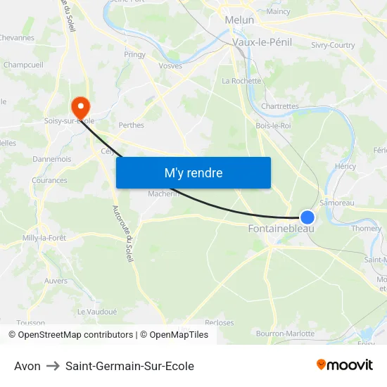 Avon to Saint-Germain-Sur-Ecole map
