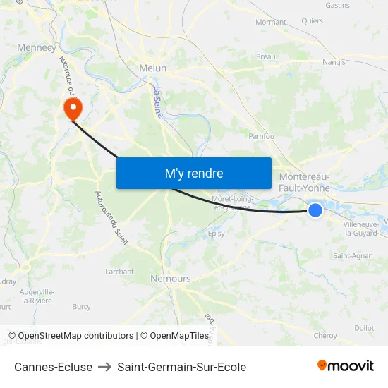 Cannes-Ecluse to Saint-Germain-Sur-Ecole map
