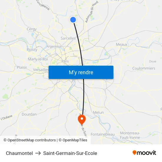 Chaumontel to Saint-Germain-Sur-Ecole map