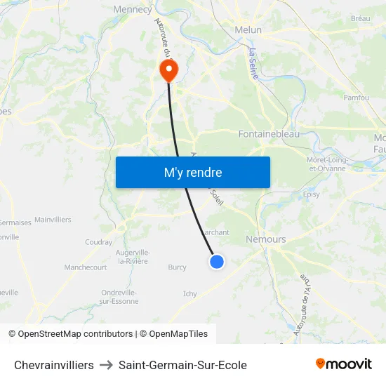 Chevrainvilliers to Saint-Germain-Sur-Ecole map
