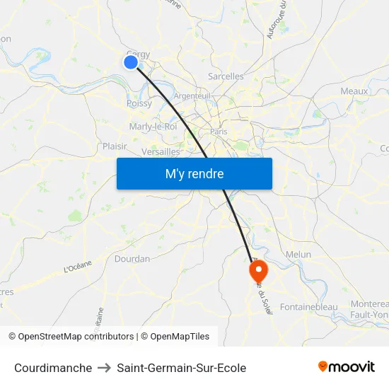 Courdimanche to Saint-Germain-Sur-Ecole map