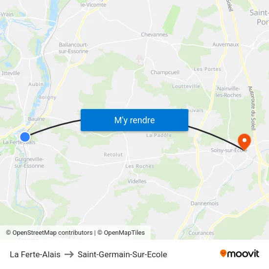 La Ferte-Alais to Saint-Germain-Sur-Ecole map