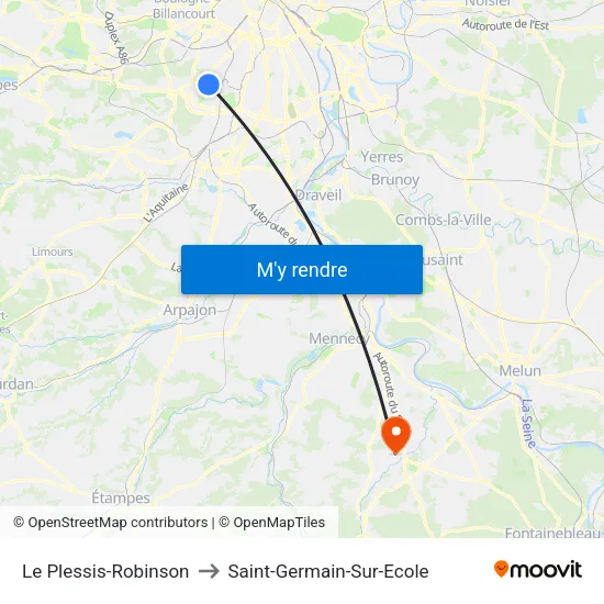 Le Plessis-Robinson to Saint-Germain-Sur-Ecole map
