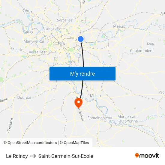 Le Raincy to Saint-Germain-Sur-Ecole map