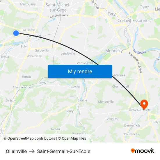 Ollainville to Saint-Germain-Sur-Ecole map