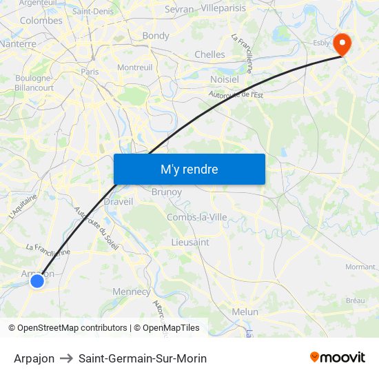 Arpajon to Saint-Germain-Sur-Morin map