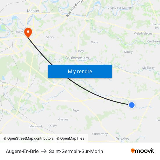 Augers-En-Brie to Saint-Germain-Sur-Morin map