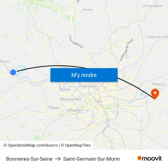 Bonnieres-Sur-Seine to Saint-Germain-Sur-Morin map