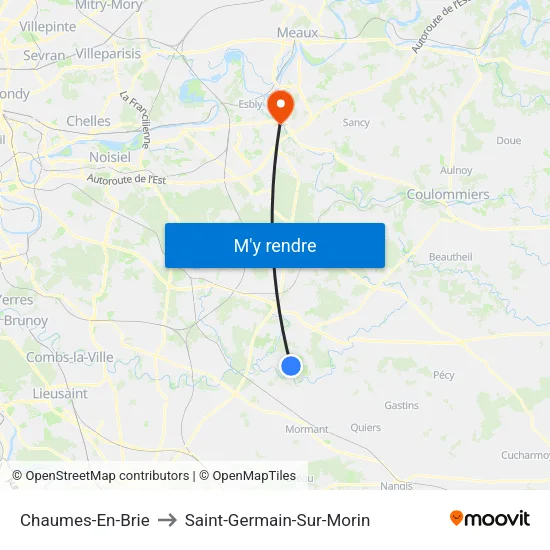 Chaumes-En-Brie to Saint-Germain-Sur-Morin map