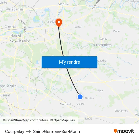 Courpalay to Saint-Germain-Sur-Morin map